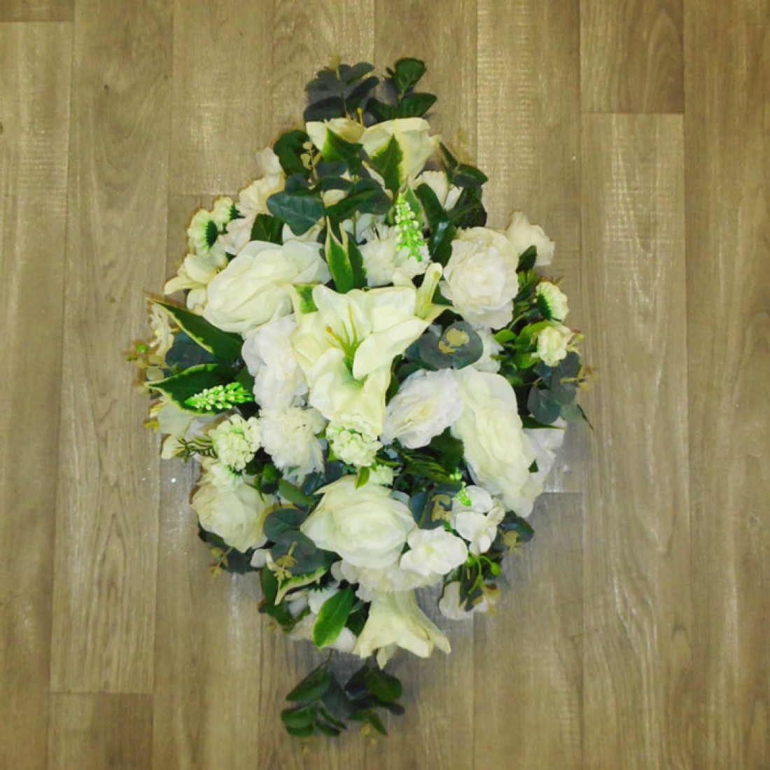Silk Flower Funeral Spray Cream White Memorial Tributes